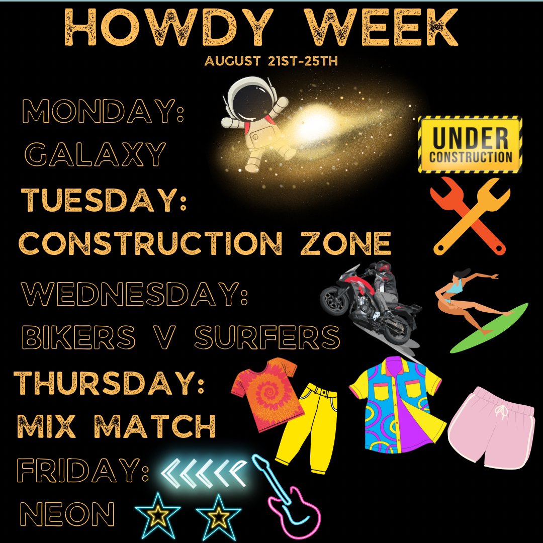 Howdy week kicks off next week with these spirit days