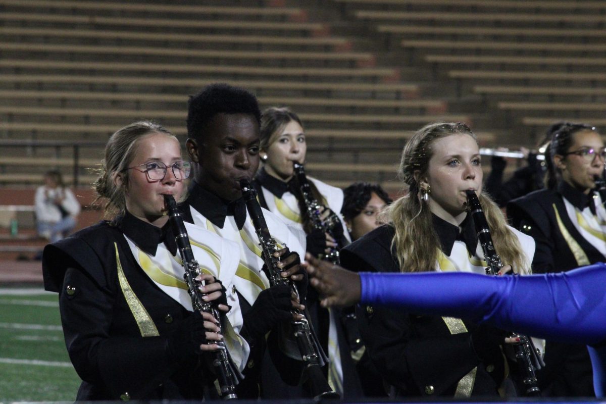 Clarinets perform during the halftime show